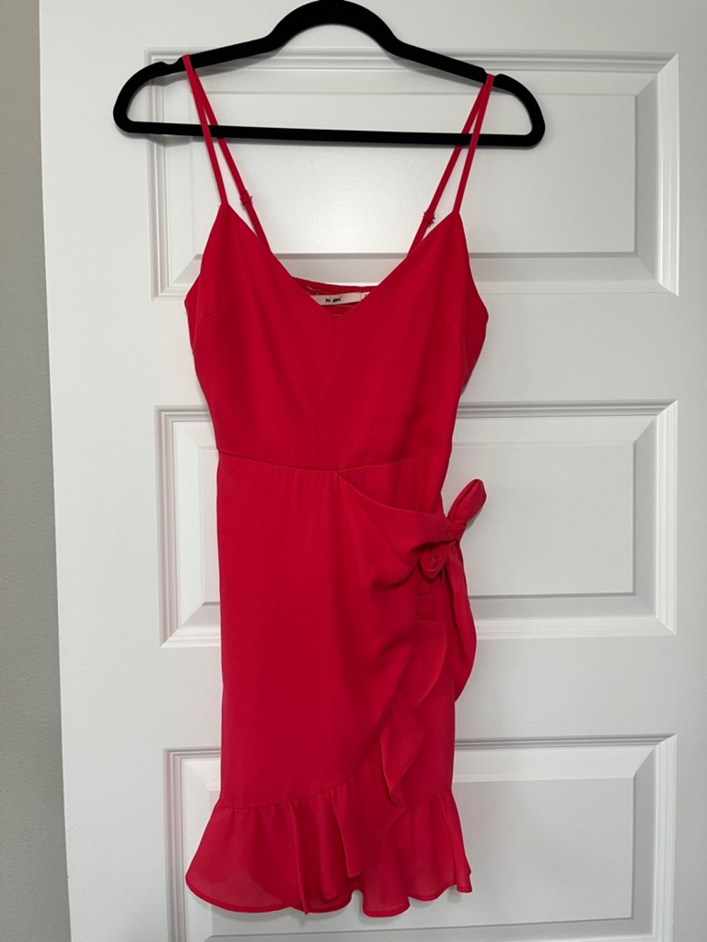Red Spaghetti Strap Ruffle Dress